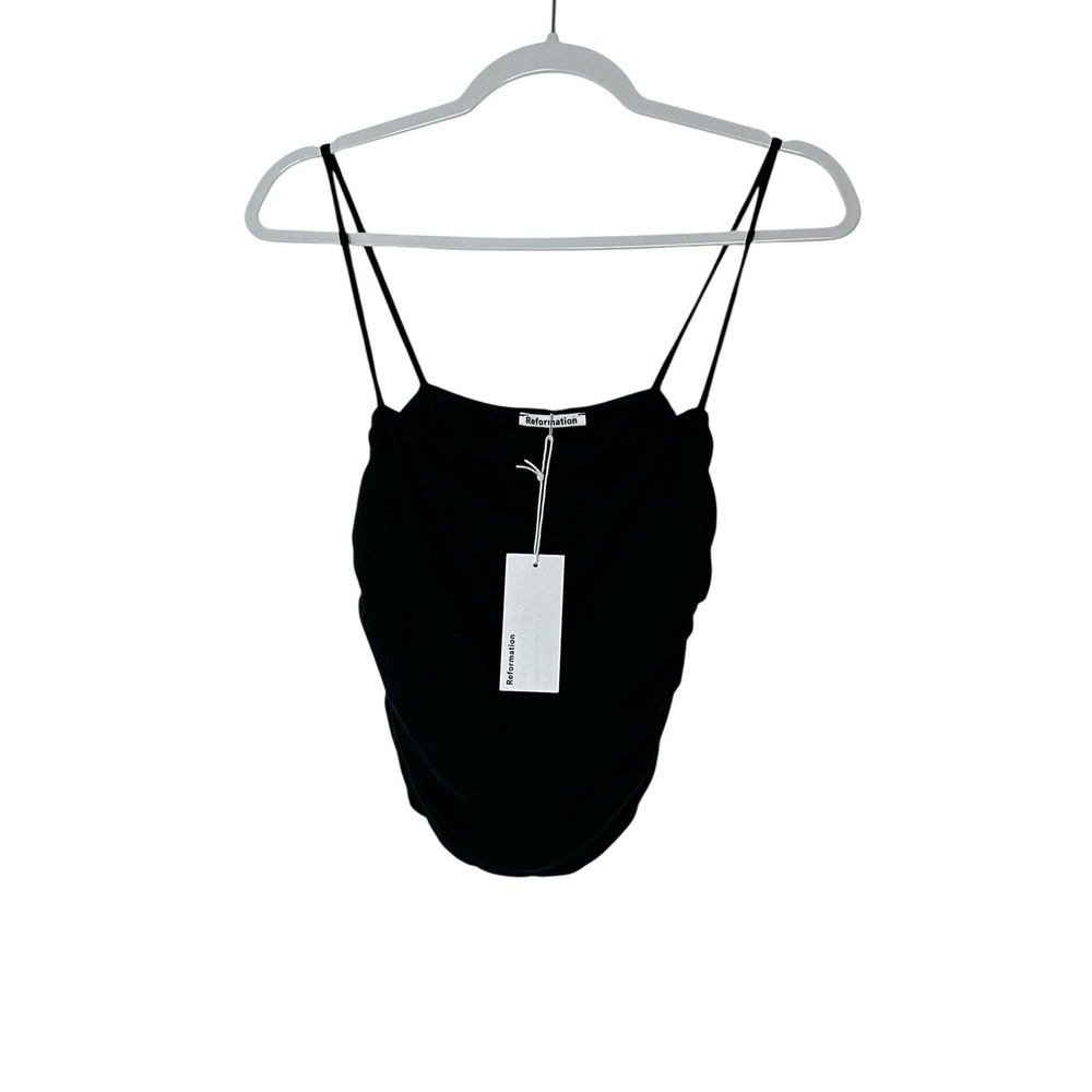 Reformation Top Women's Small Black Stretch Designer Crop‎ Stretch Summer New